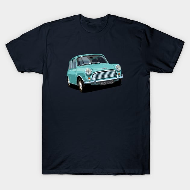 classic mini cooper in seafoam T-Shirt by candcretro